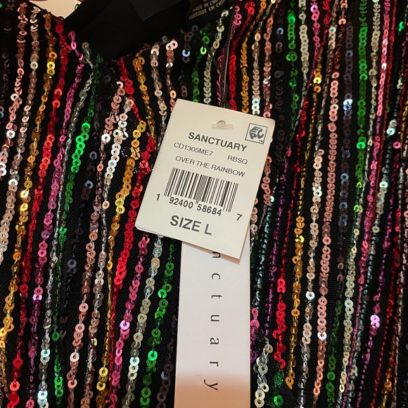 Sanctuary rainbow sequin striped embellished multi cocktail party new with tag - Picture 9 of 14